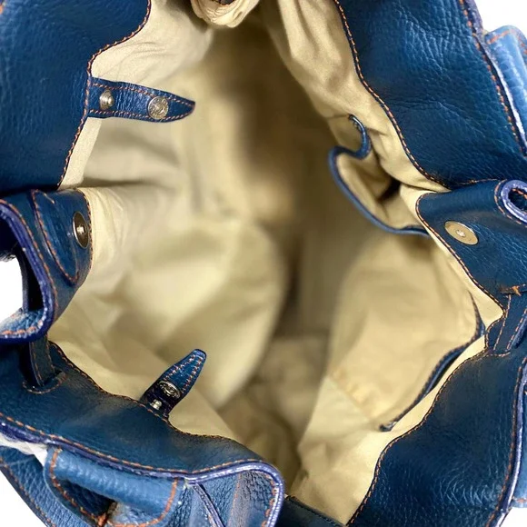 Tod’s Blue Pebbled Leather Belted Shoulder Bag EUC - Picture 10 of 16